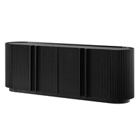 66.9" Fluted Tambour TV Stand, Mid-Century Black Media Console, Black