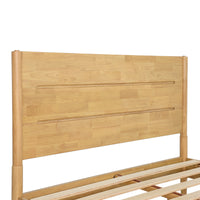 ANVA Mid-Century Modern Solid Wood Platform Bed Frame — Slatted Headboard | King, Queen Solid hevea hardwood.