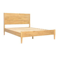 ANVA Mid-Century Modern Solid Wood Platform Bed Frame — Slatted Headboard | King, Queen Solid hevea hardwood.