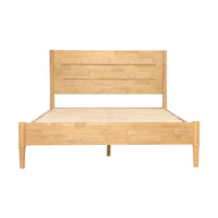 ANVA Mid-Century Modern Solid Wood Platform Bed Frame — Slatted Headboard | King, Queen Solid hevea hardwood.