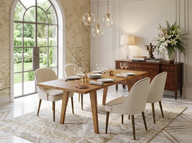 Solid Hardwood Extendable Dining Table, Heavy-Duty Table for 4-8 People (Light Oak Finish)