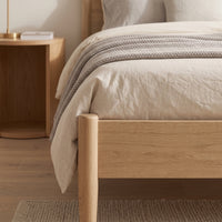 ANVA Mid-Century Modern Solid Wood Platform Bed Frame — Slatted Headboard | King, Queen Solid hevea hardwood.