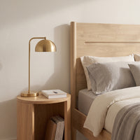 ANVA Mid-Century Modern Solid Wood Platform Bed Frame — Slatted Headboard | King, Queen Solid hevea hardwood.