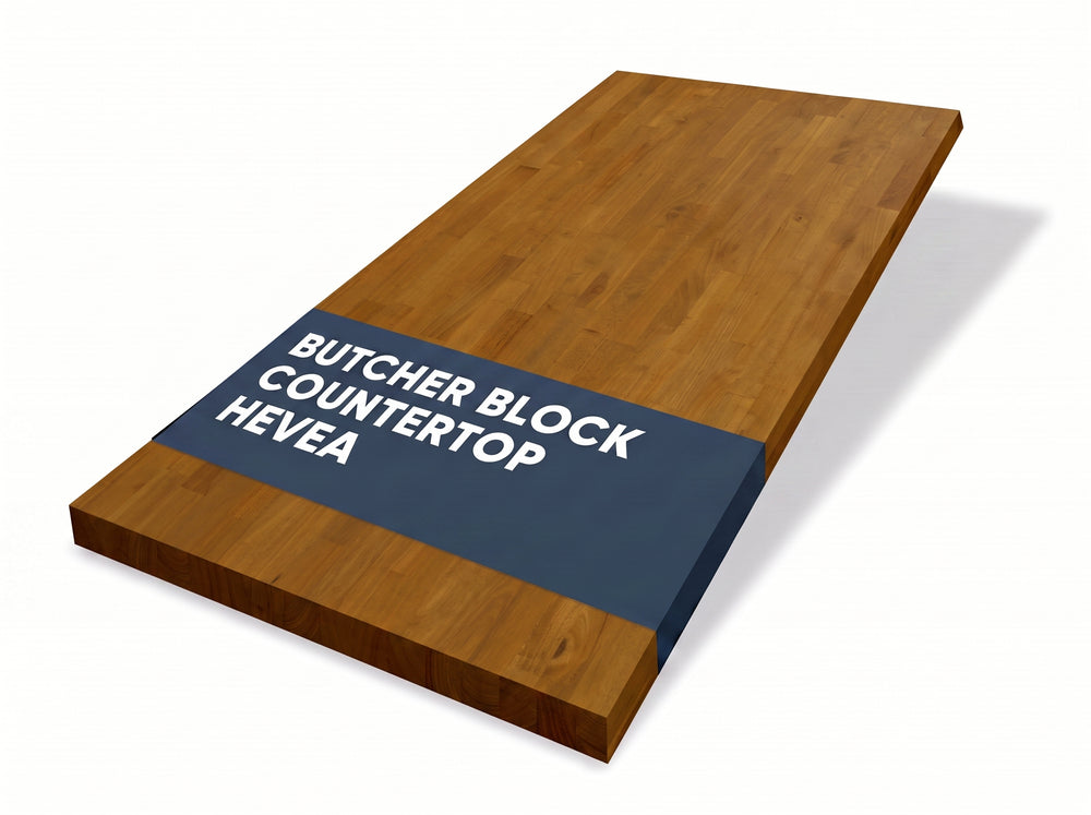 1.5 In. Thick Pre-finished Hevea Butcher Block Countertop (UV Light Brown)