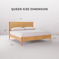 ANVA Mid-Century Modern Solid Wood Platform Bed Frame — Slatted Headboard | King, Queen Solid hevea hardwood.