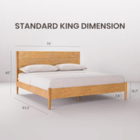 ANVA Mid-Century Modern Solid Wood Platform Bed Frame — Slatted Headboard | King, Queen Solid hevea hardwood.