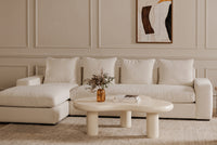 Cloud Coffee Table, Modern Wood Coffee Table for Living Room, Accent Center Tables with 3 Legs, Small Tea Tables for Balcony, Patio, Bedroom, Cream White