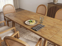 Solid Hardwood Extendable Dining Table, Heavy-Duty Table for 4-8 People (Light Oak Finish)