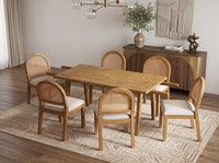 Solid Hardwood Extendable Dining Table, Heavy-Duty Table for 4-8 People (Light Oak Finish)