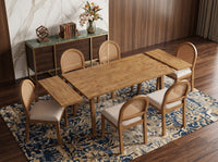 Solid Hardwood Extendable Dining Table, Heavy-Duty Table for 4-8 People (Light Oak Finish)