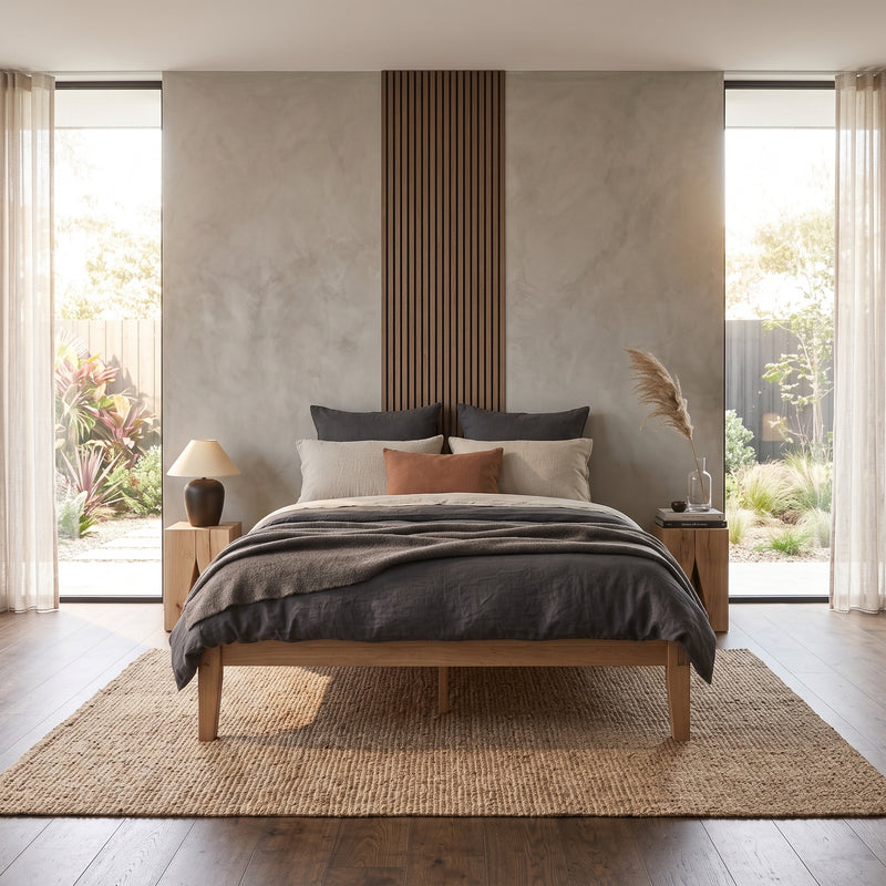 Thor Japanese Joinery Bed Frame with Thorlock Joints (Light Oak Finish)