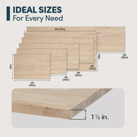 1.5 in. Thick Birch Wood Butcher Block Counter Tops, Unfinished Solid Wood Slabs in Multiple Sizes