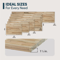 1.5 in. Thick Acacia Wood Butcher Block Counter Tops, Unfinished Solid Wood Slabs in Multiple Sizes