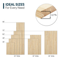 1.5 in. Thick Unfinished Hevea Solid Wood Butcher Block Countertop (Multiple Sizes)