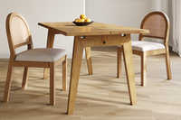 Solid Hardwood Extendable Dining Table, Heavy-Duty Table for 4-8 People (Light Oak Finish)