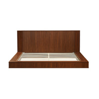 ANVA Low Profile Fluted Platform Bed Frame - Walnut Finish, Wingback Headboard | King, Queen