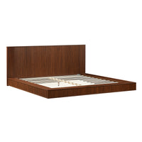 ANVA Low Profile Fluted Platform Bed Frame - Walnut Finish, Wingback Headboard | King, Queen