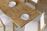 Solid Hardwood Extendable Dining Table, Heavy-Duty Table for 4-8 People (Light Oak Finish)